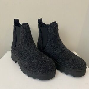 Stylish Black Fuzzy Ankle Boots